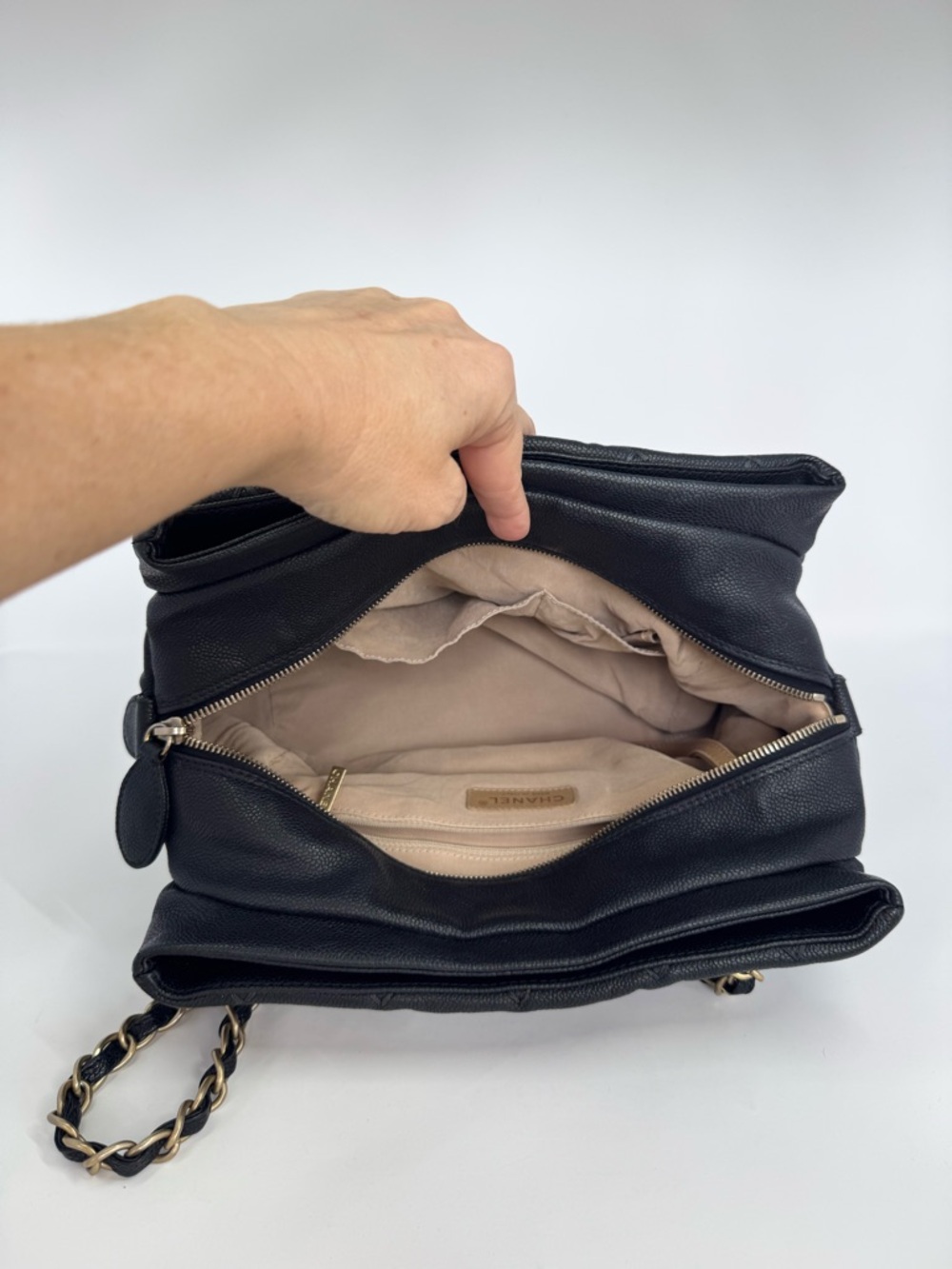 Authentic CHANEL Wild Stitch Tote in Black Caviar Leather with Gold Hardware - Picture 12 of 16